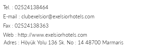 Exelsior Apart Hotel telefon numaralar, faks, e-mail, posta adresi ve iletiim bilgileri
